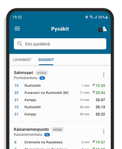 Puhelin jossa Nyssen suosikit.